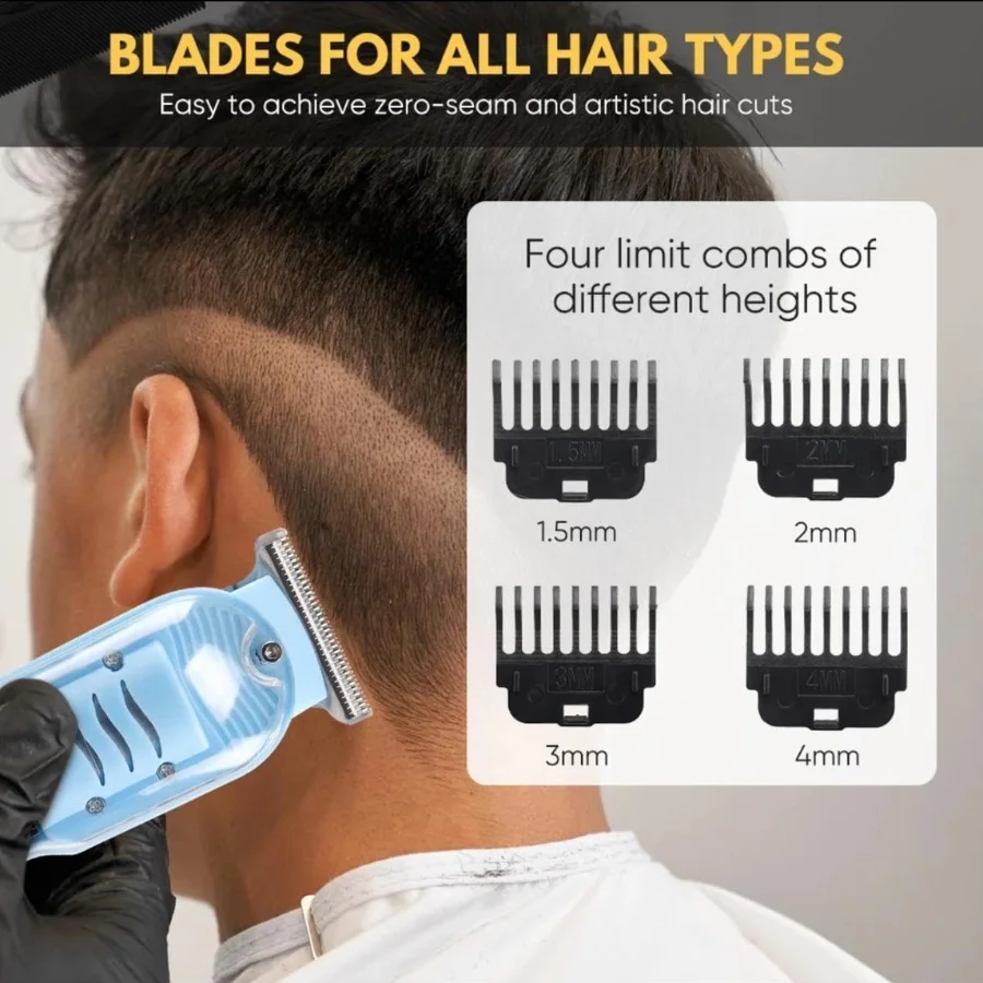 Daling Transparent LCD Electric Hair Trimmer | USB Rechargeable | Professional Grooming | FR-D-8268 - Image 4