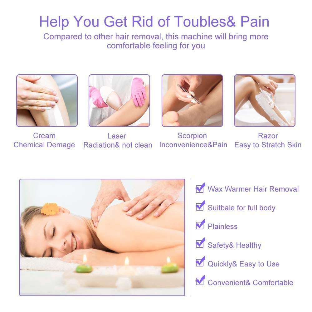 3-in-1 Wax Heater Machine for Hair Removal | Wax Heater Machine + Wax Cartrdige + Wax Strips | Portable Cartridge Wax Warmer with Epilators - Image 4