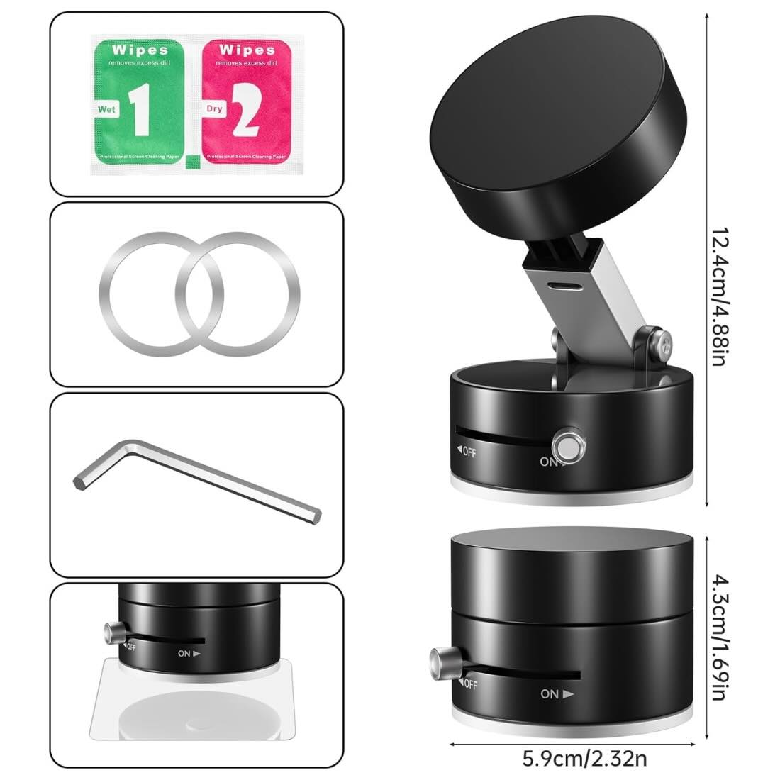 Magnetic Wireless Phone Holder with Foldable Suction Grip for Secure Mounting - Image 4