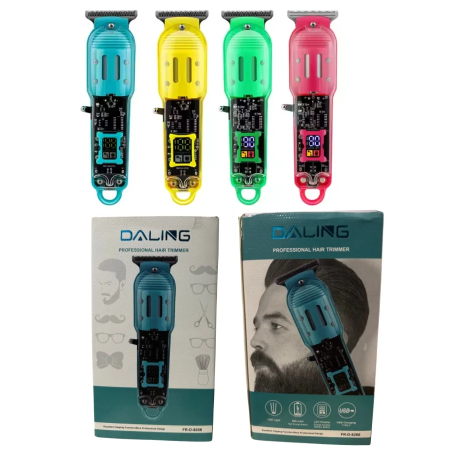 Daling Transparent LCD Electric Hair Trimmer | USB Rechargeable | Professional Grooming | FR-D-8268 - Image 2