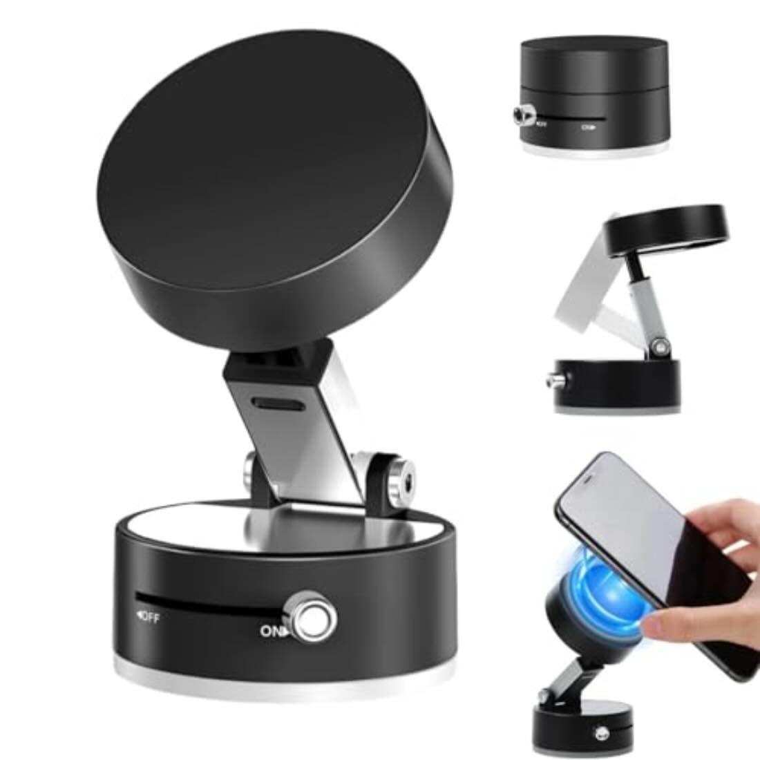 Magnetic Wireless Phone Holder with Foldable Suction Grip for Secure Mounting - Image 3