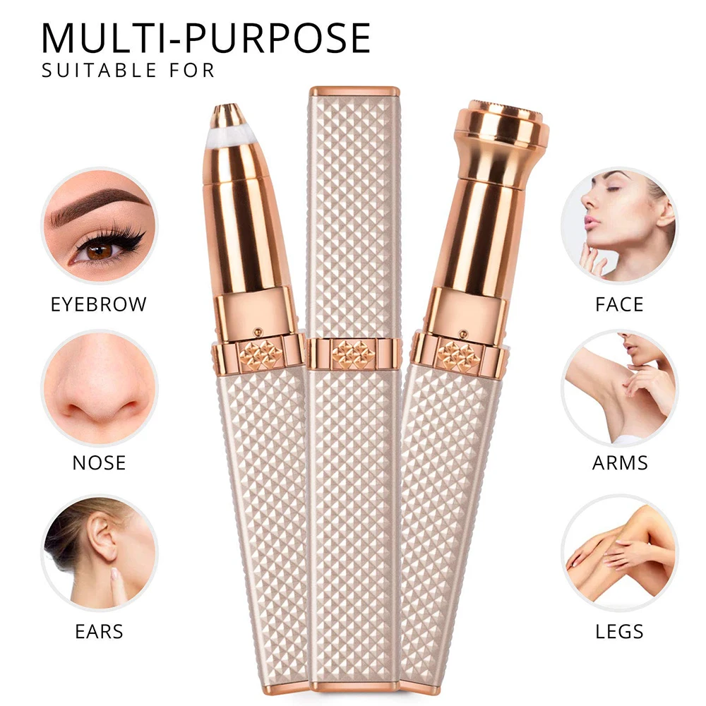 2-in-1 Flawless Facial Hair Remover & Eyebrow Trimmer | USB Rechargeable, Painless & Portable | Random Color - Image 3