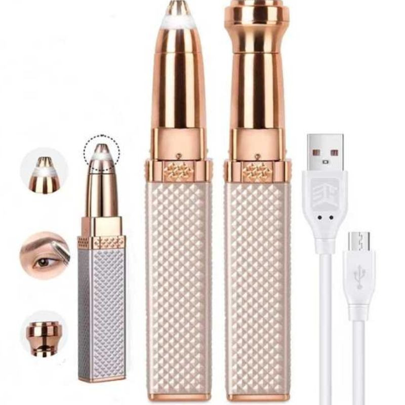 2-in-1 Flawless Facial Hair Remover & Eyebrow Trimmer | USB Rechargeable, Painless & Portable | Random Color - Image 2