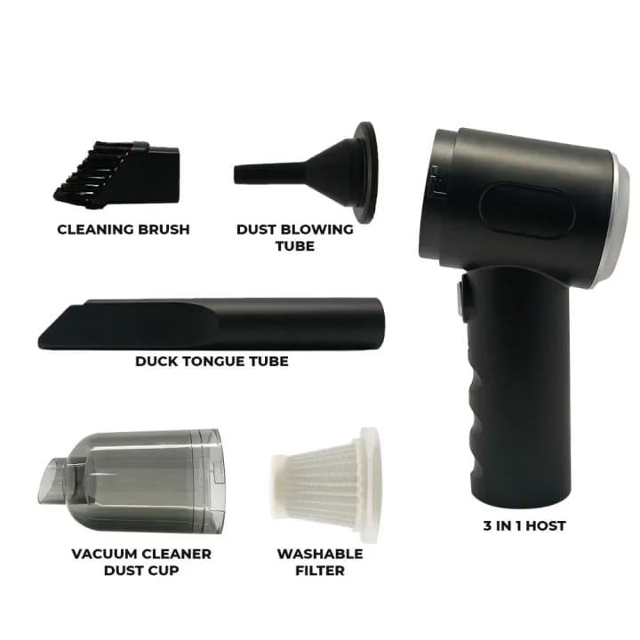 3 In 1 Portable Vacuum Cleaner Duster Blower | Air Pump Wireless Hand-held Cleaning For Car Home - Image 2