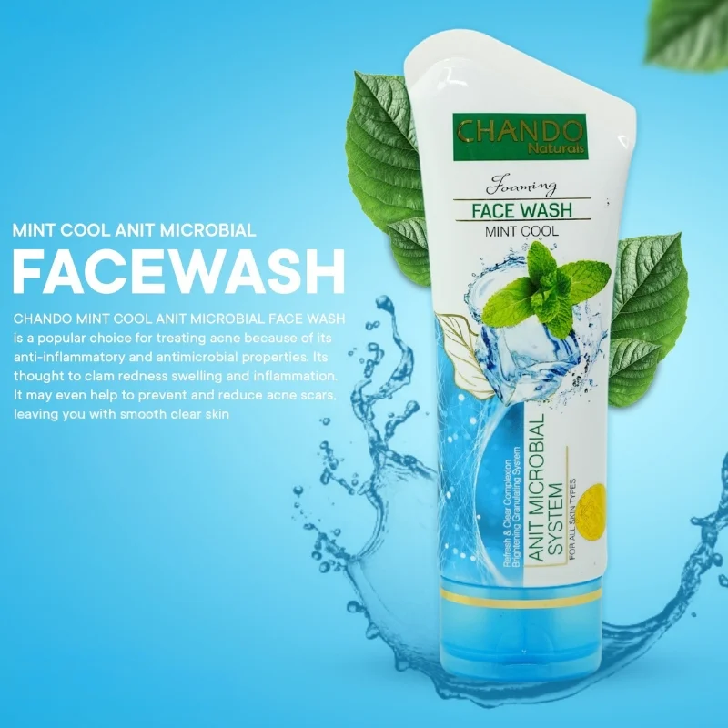 Face Wash | Chando Naturals Mint Cool Anti-Microbial Face Wash 100ml Daily Cleanser for Oily and Acne-Prone Skin