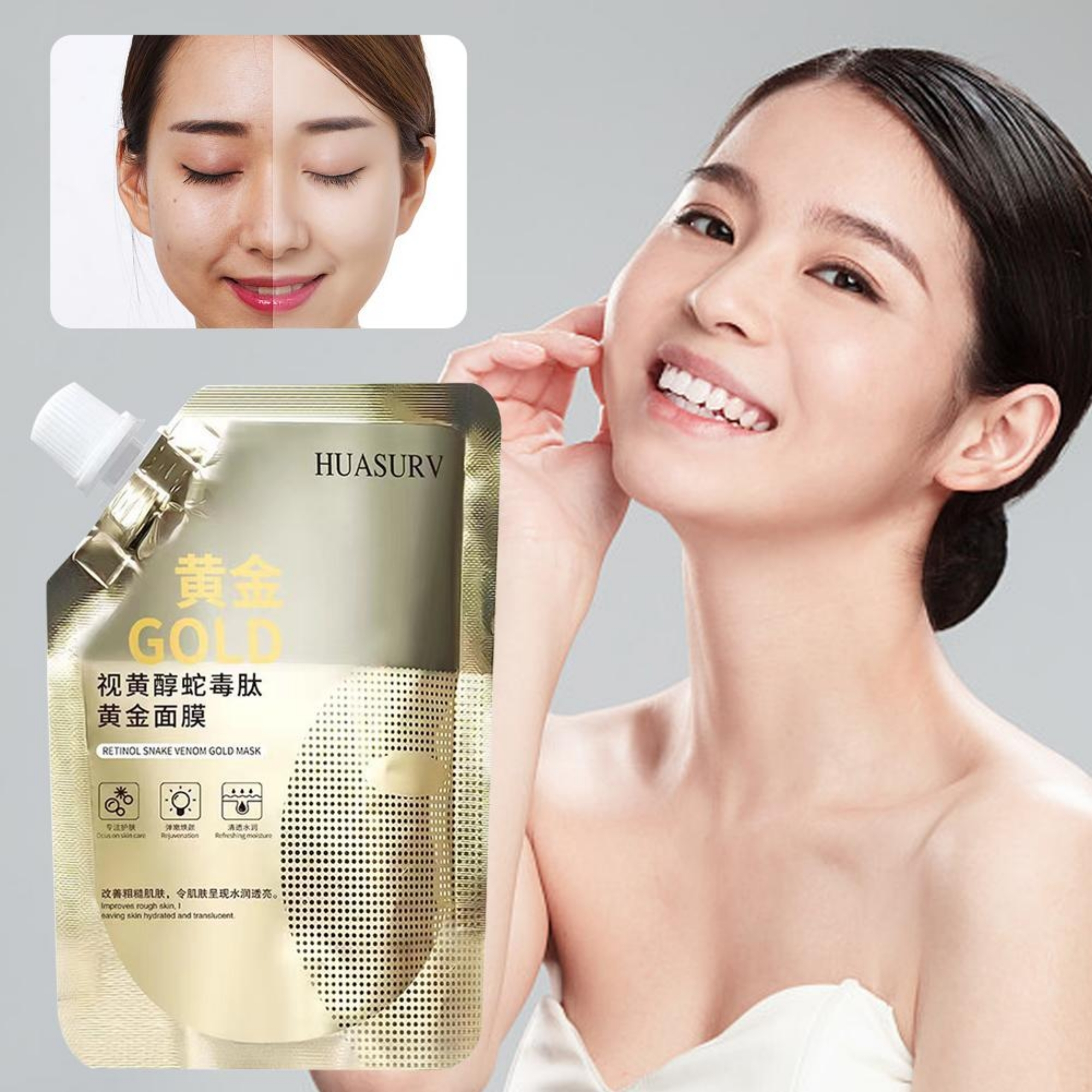 Retinol Snake Venom Peptide Gold Mask | Anti-Aging Moisturizing Brightening Skincare Cream 100g - Image 2