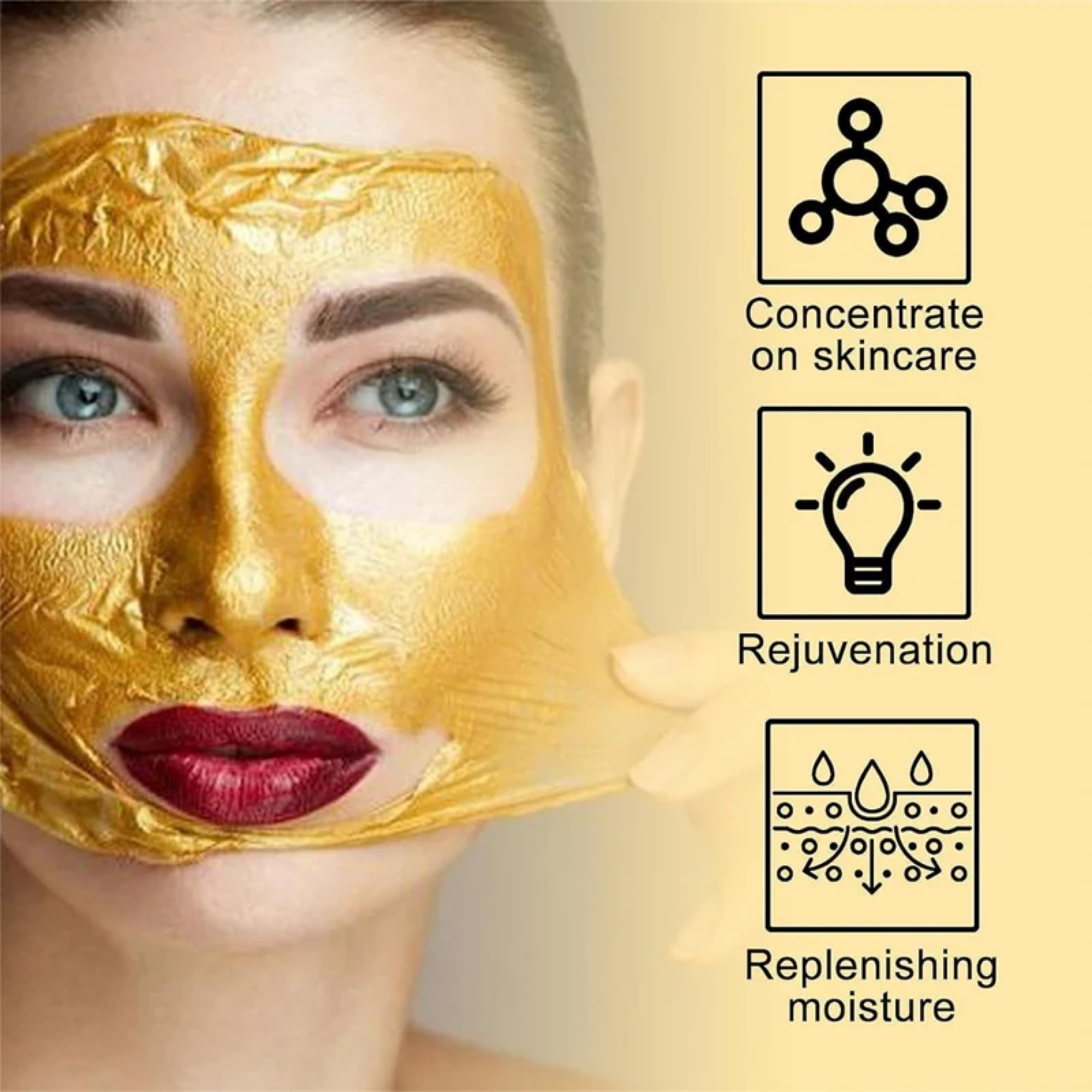 Retinol Snake Venom Peptide Gold Mask | Anti-Aging Moisturizing Brightening Skincare Cream 100g - Image 3