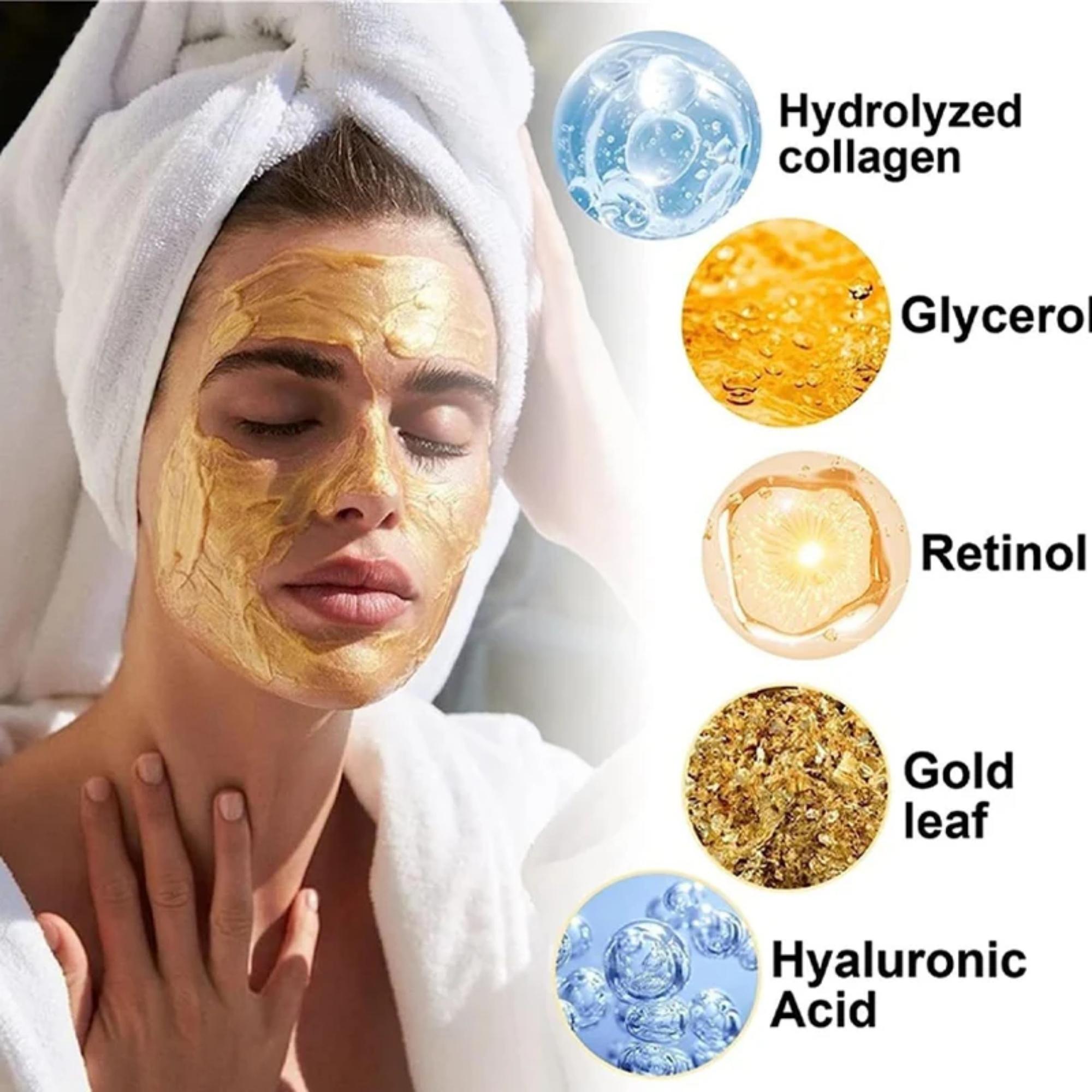 Retinol Snake Venom Peptide Gold Mask | Anti-Aging Moisturizing Brightening Skincare Cream 100g - Image 4