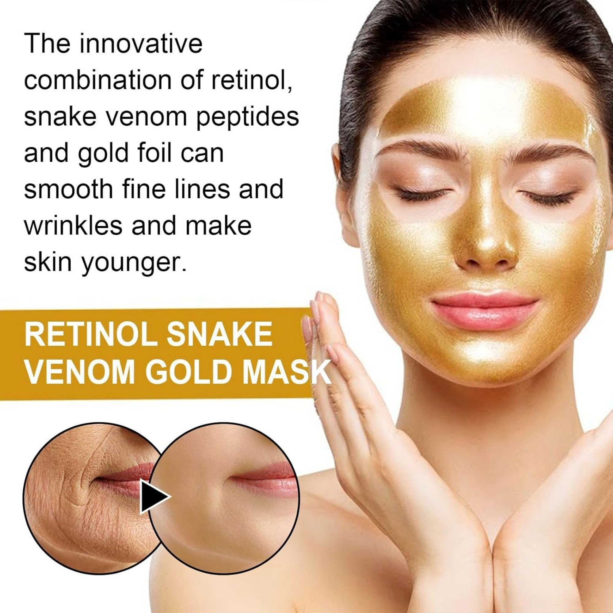 Retinol Snake Venom Peptide Gold Mask | Anti-Aging Moisturizing Brightening Skincare Cream 100g - Image 7