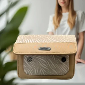 Luxury Women’s Shoulder Bag in Beige Faux Leather for Casual, Work, and Formal Use