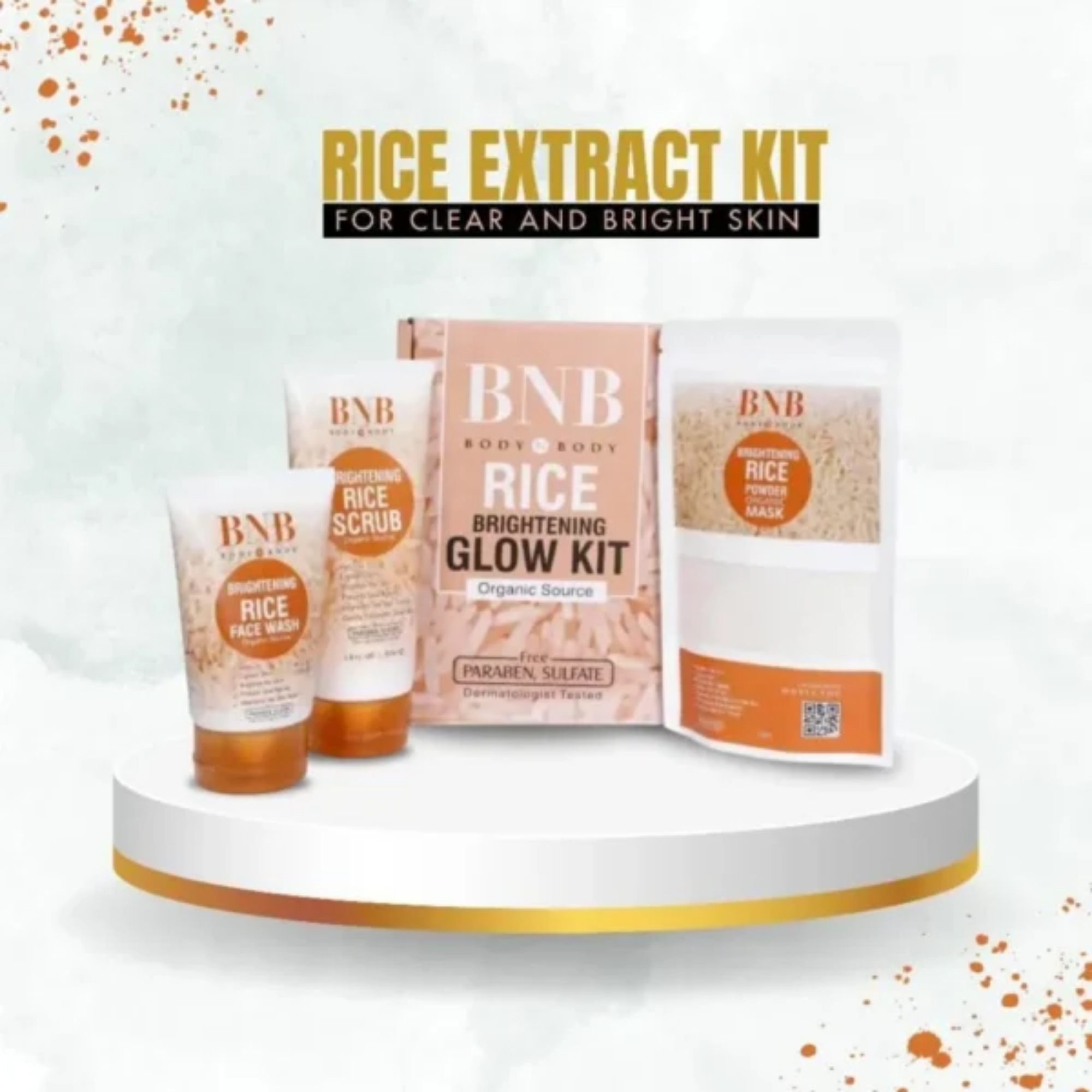 BNB Rice Extract Bright & Glow Facial Kit | 3-in-1 Whitening, Brightening & Hydrating Skincare - Image 4